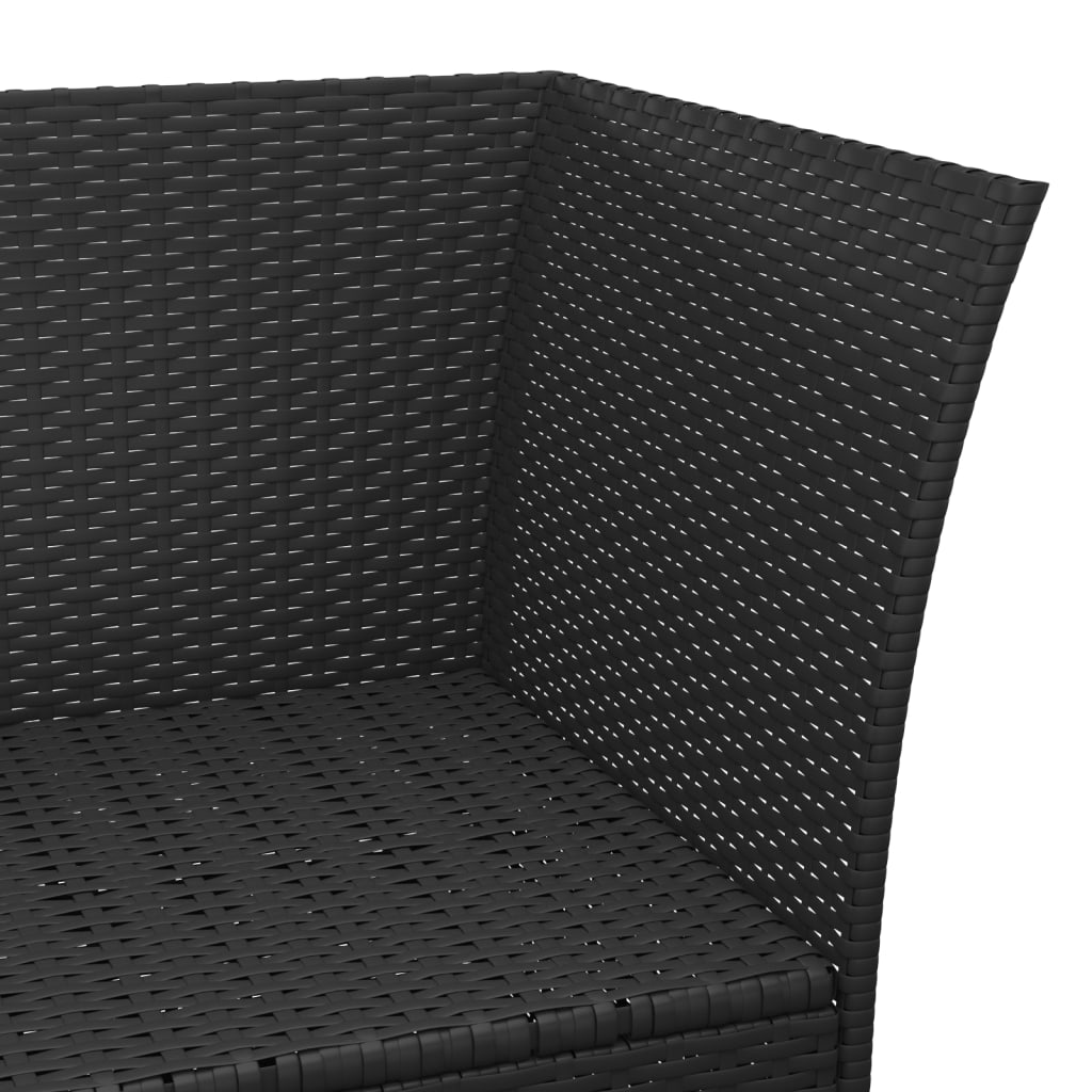 Set Divani da Giardino 3 pz con Cuscini Nero in Polyrattan | homemem39