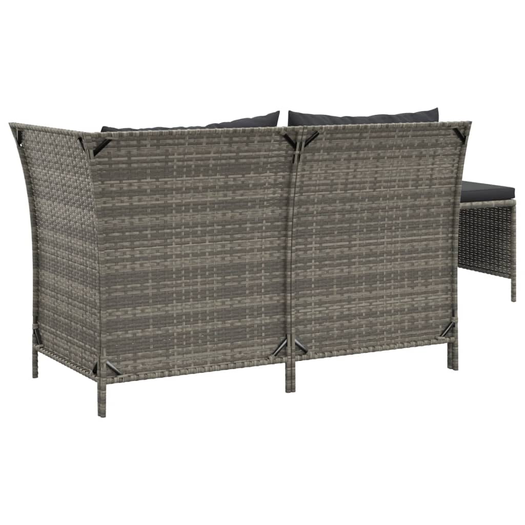 Set Divani da Giardino 3 pz con Cuscini in Polyrattan Grigio - homemem39