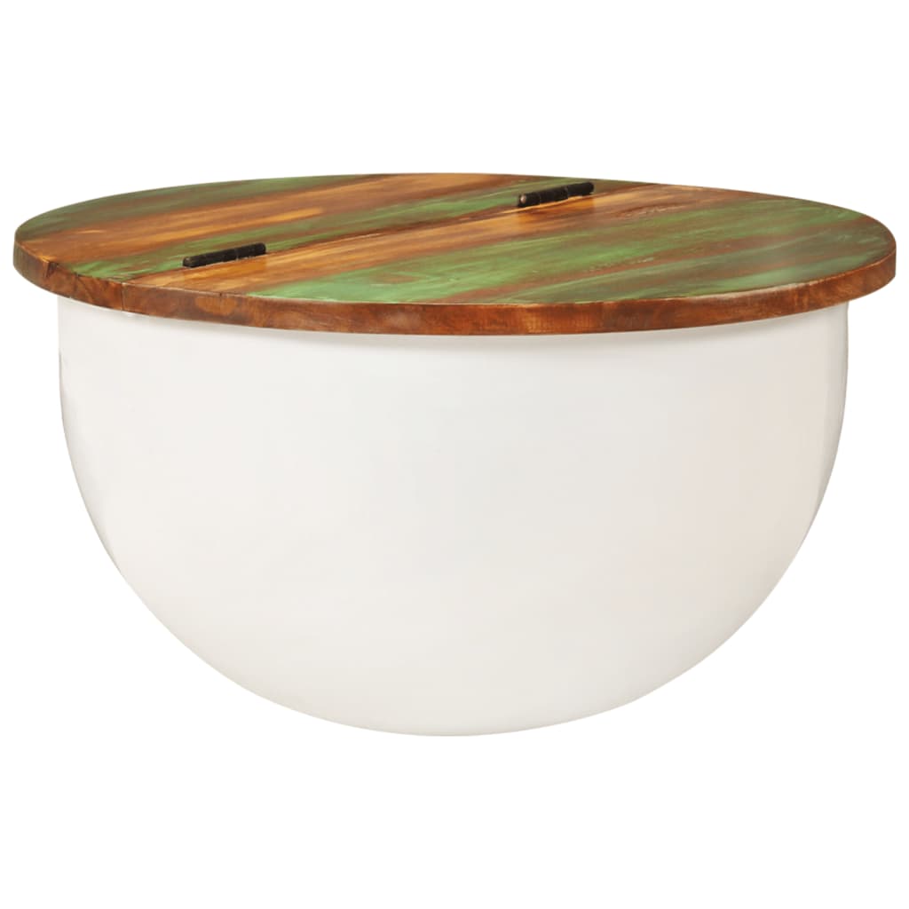 Tavolino da Salotto Bianco 50x27 cm Legno Massello di Recupero | homemem39