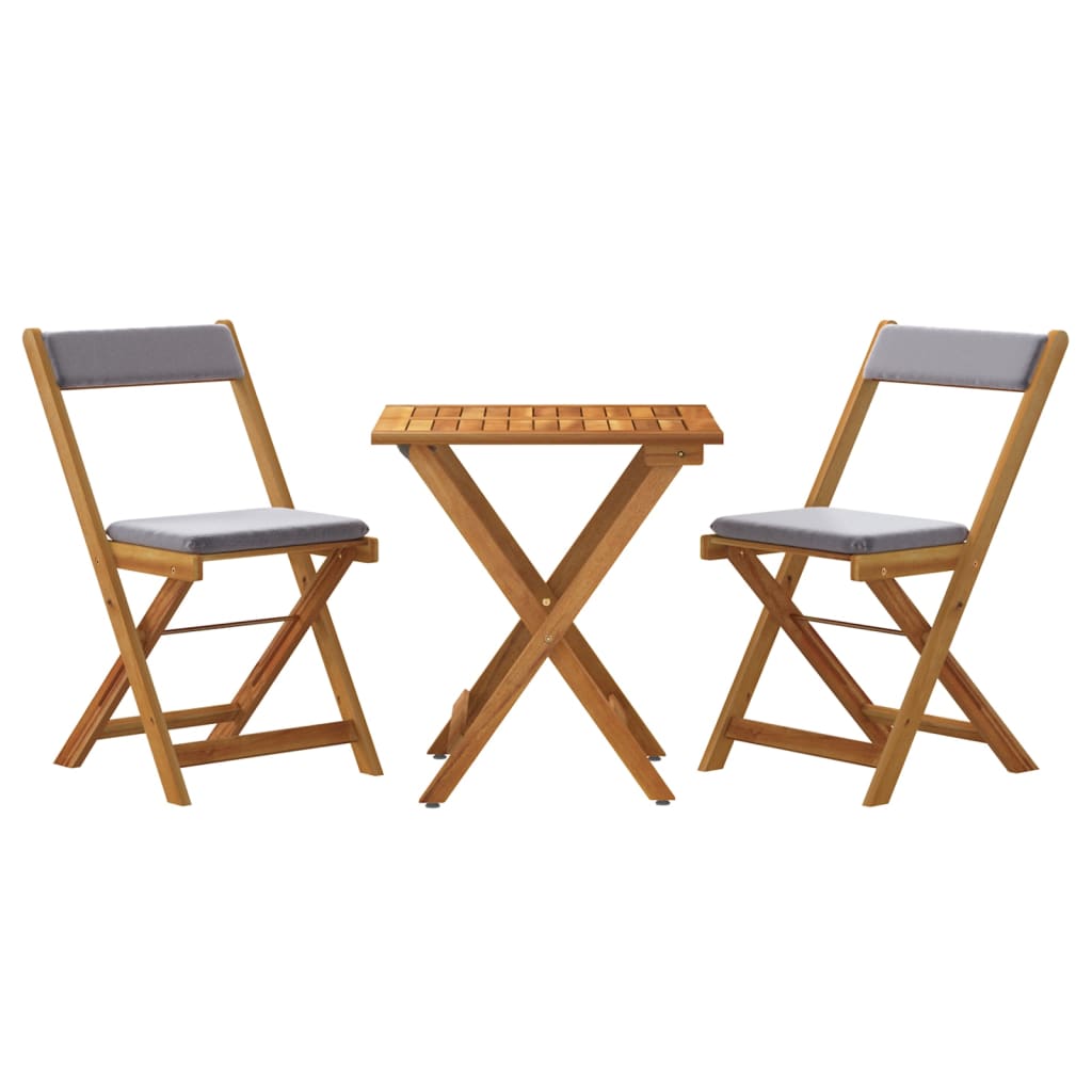 Set da Bistrò Pieghevole 3pz con Cuscini Legno Massello Acacia - homemem39