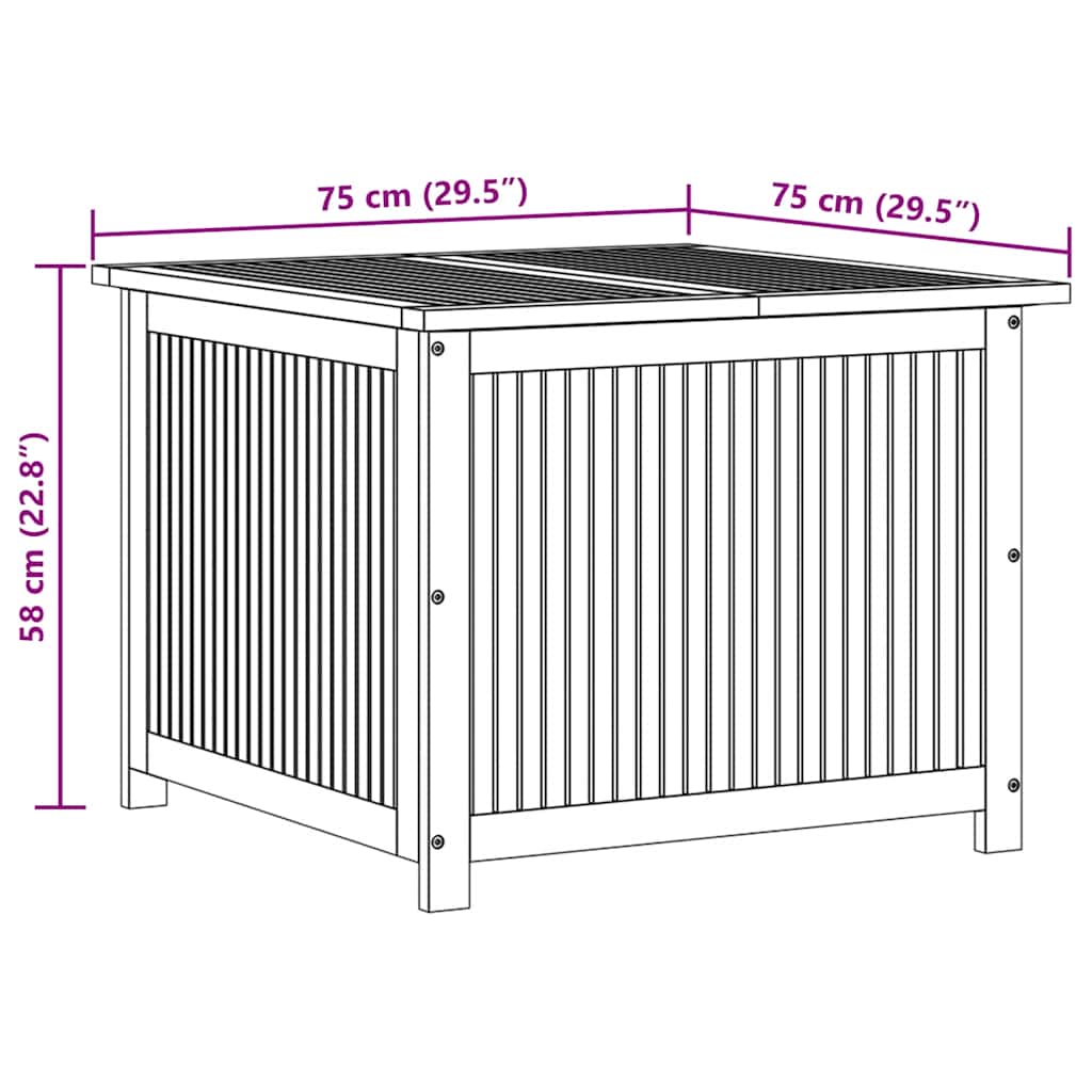 Contenitore da Giardino 75x75x58 cm in Legno Massello di Acacia - homemem39