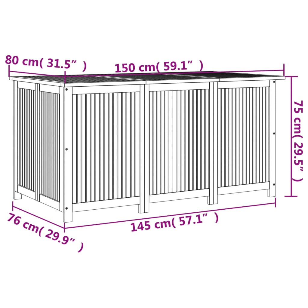 Contenitore da Giardino 150x80x75cm in Legno Massello di Acacia - homemem39