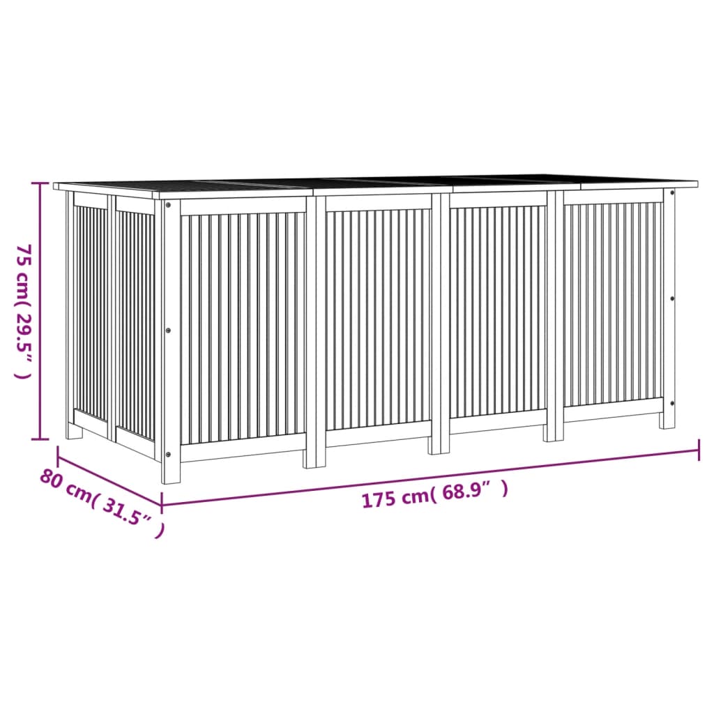 Contenitore da Giardino 175x80x75cm in Legno Massello di Acacia