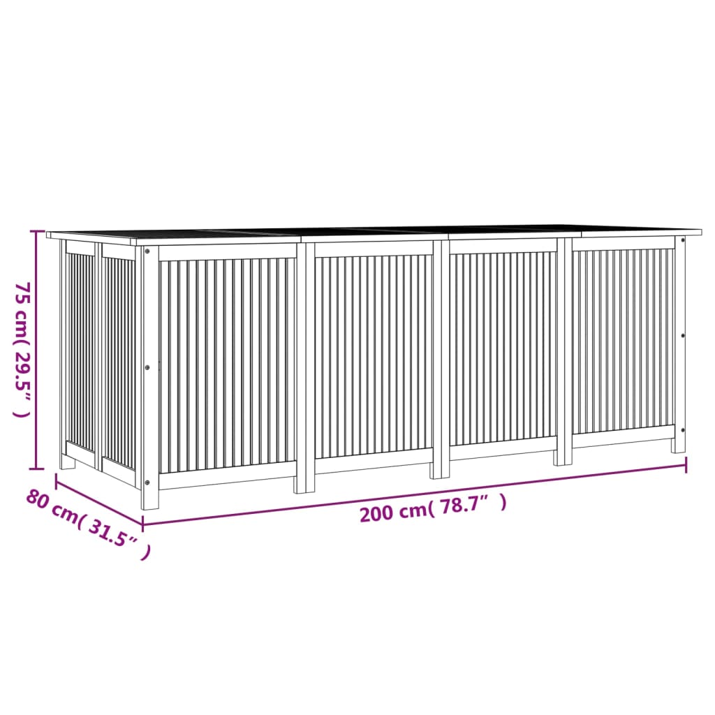 Contenitore da Giardino 200x80x75cm in Legno Massello di Acacia