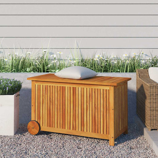 Contenitore Giardino con Ruote 90x50x58cm Legno Massello Acacia - homemem39