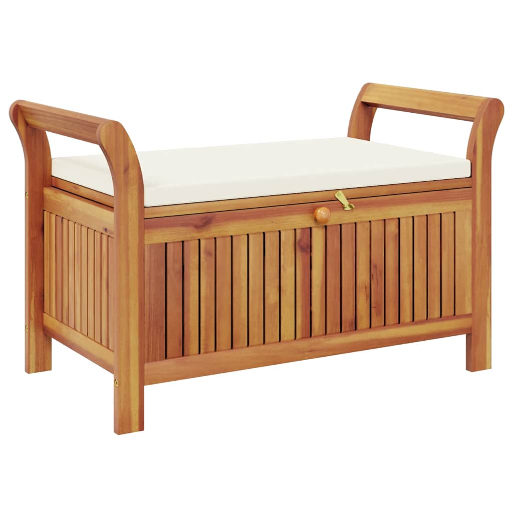 Panca Portaoggetti Giardino Cuscino 91 cm Legno Massello Acacia - homemem39