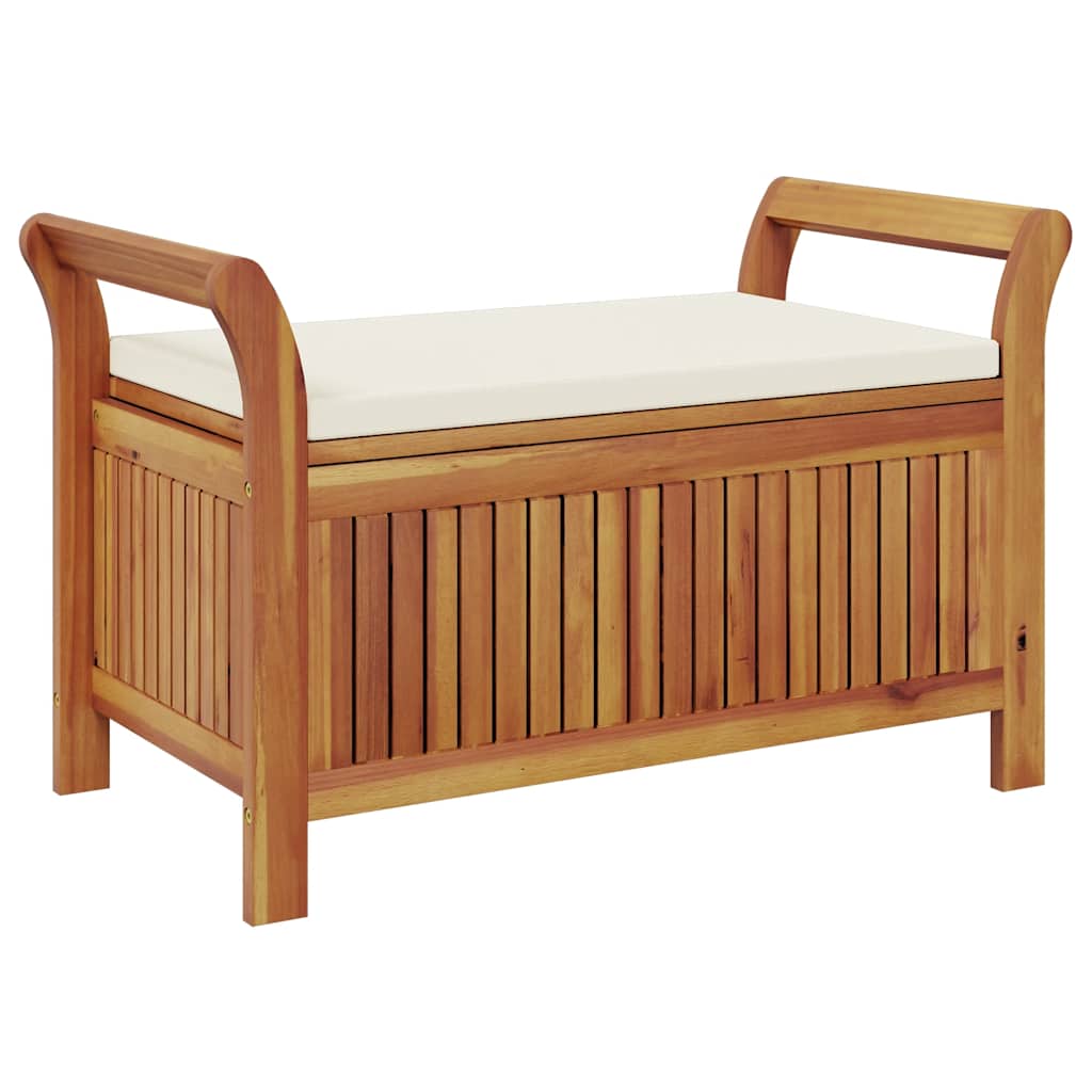 Panca Portaoggetti Giardino Cuscino 91 cm Legno Massello Acacia - homemem39