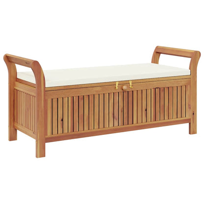 Panca Portaoggetti Giardino Cuscino 126cm Legno Massello Acacia - homemem39