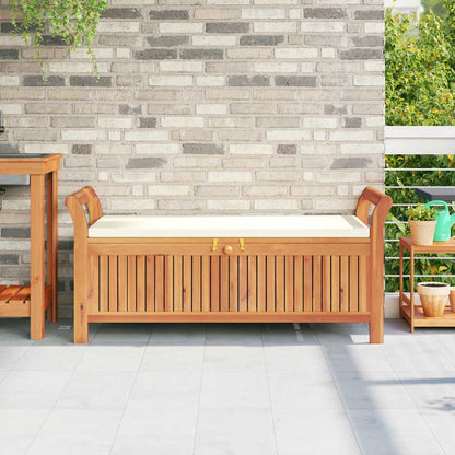 Panca Portaoggetti Giardino Cuscino 126cm Legno Massello Acacia - homemem39