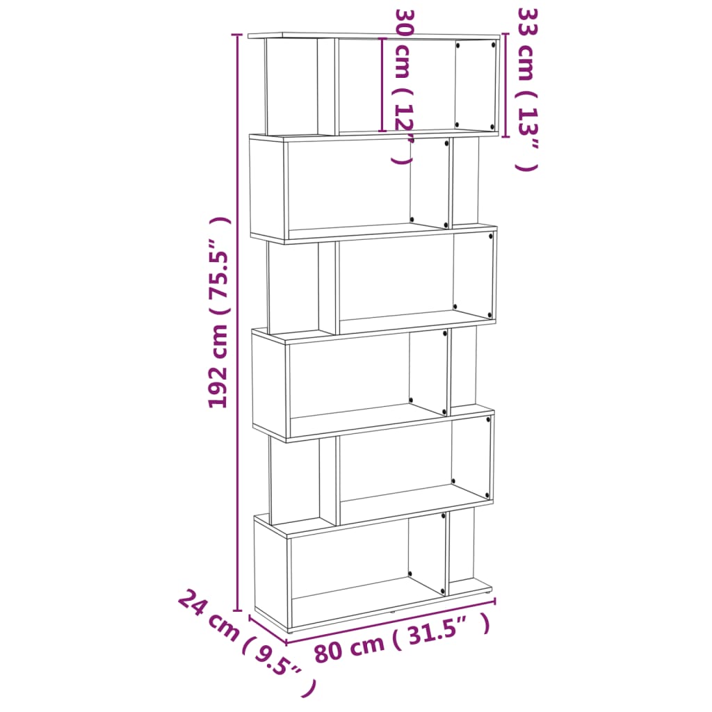Libreria/Divisorio Rovere Fumo 80x24x192cm in Legno Ingegnerizzato | homemem39