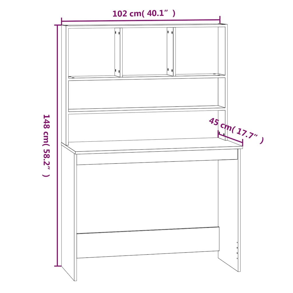 Scrivania con Mensole Bianca 102x45x148 cm in Legno Multistrato