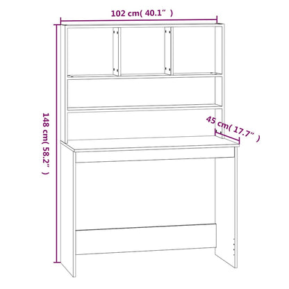 Scrivania con Mensole Bianca 102x45x148 cm in Legno Multistrato