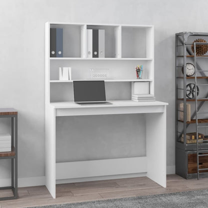 Scrivania con Mensole Bianca 102x45x148 cm in Legno Multistrato - homemem39