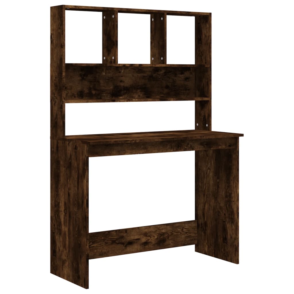 Scrivania Mensole Rovere Fumo 102x45x148 cm Legno Multistrato - homemem39