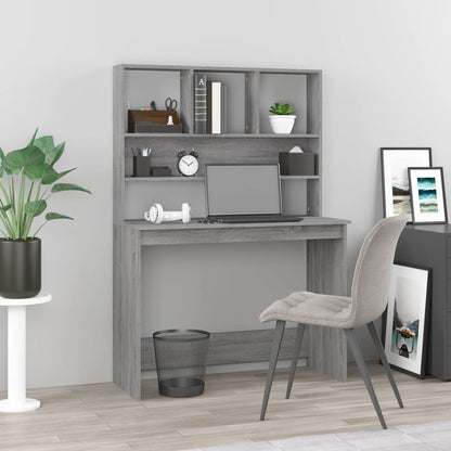Scrivania Mensole Grigio Sonoma 102x45x148 cm Legno Multistrato - homemem39