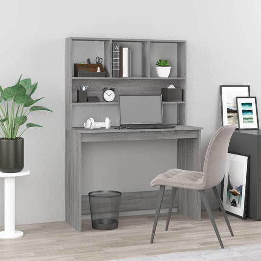 Scrivania Mensole Grigio Sonoma 102x45x148 cm Legno Multistrato - homemem39