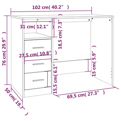 Scrivania con Cassetti Nera 102x50x76 cm in Legno Multistrato - homemem39