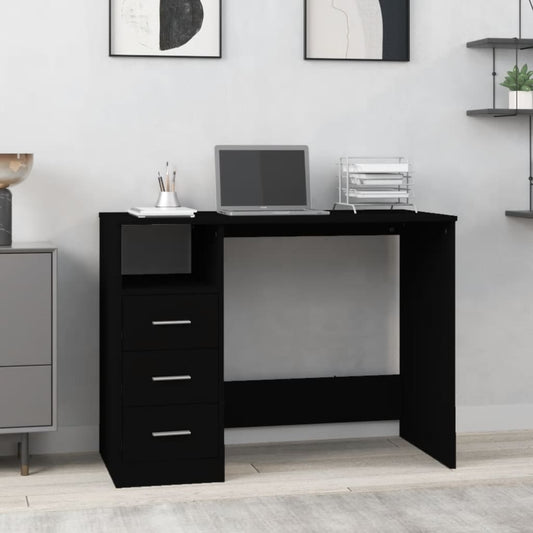 Scrivania con Cassetti Nera 102x50x76 cm in Legno Multistrato - homemem39