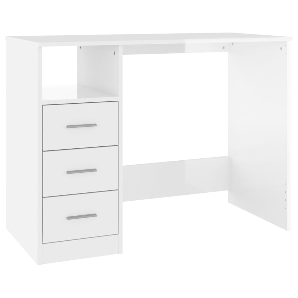 Scrivania Cassetti Bianco Lucido 102x50x76 cm Legno Multistrato - homemem39