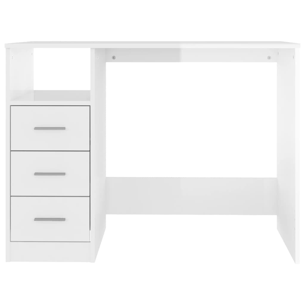 Scrivania Cassetti Bianco Lucido 102x50x76 cm Legno Multistrato - homemem39