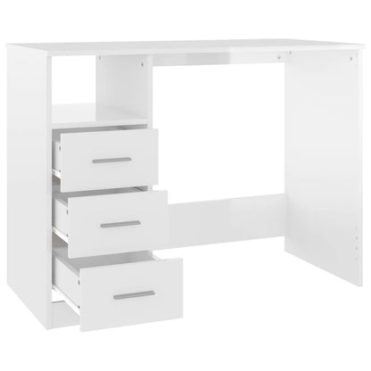 Scrivania Cassetti Bianco Lucido 102x50x76 cm Legno Multistrato - homemem39