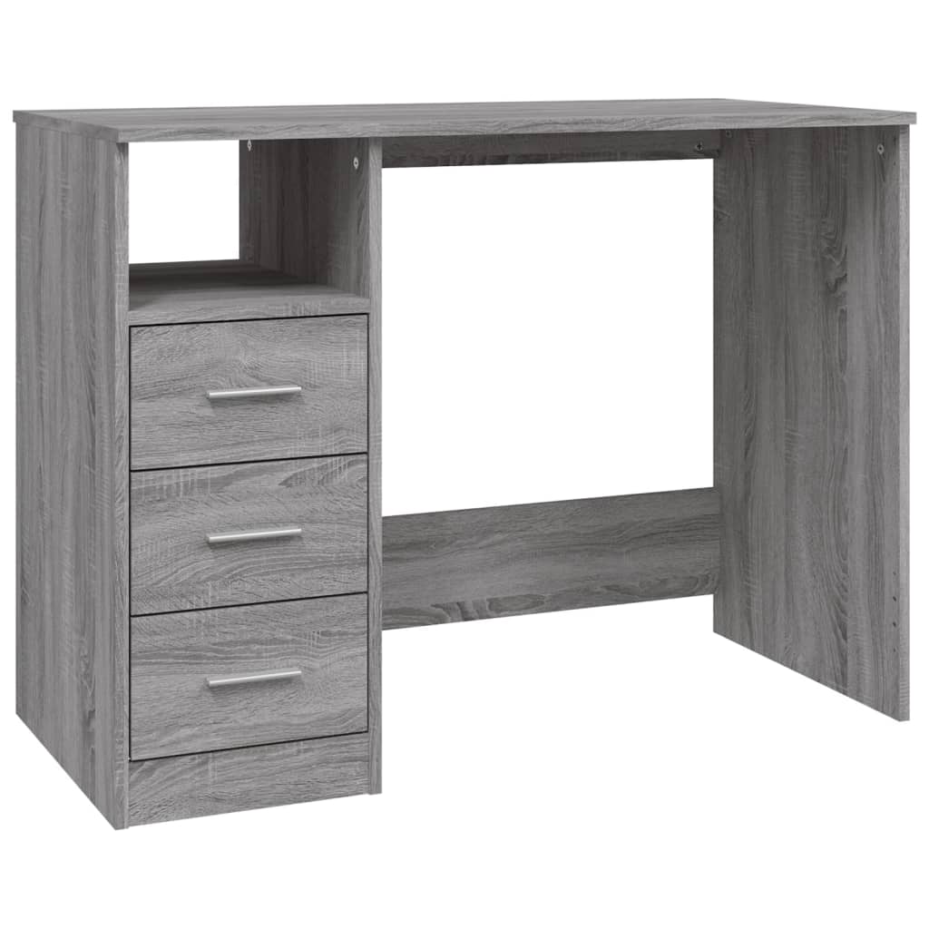 Scrivania Cassetti Grigio Sonoma 102x50x76 cm Legno Multistrato - homemem39