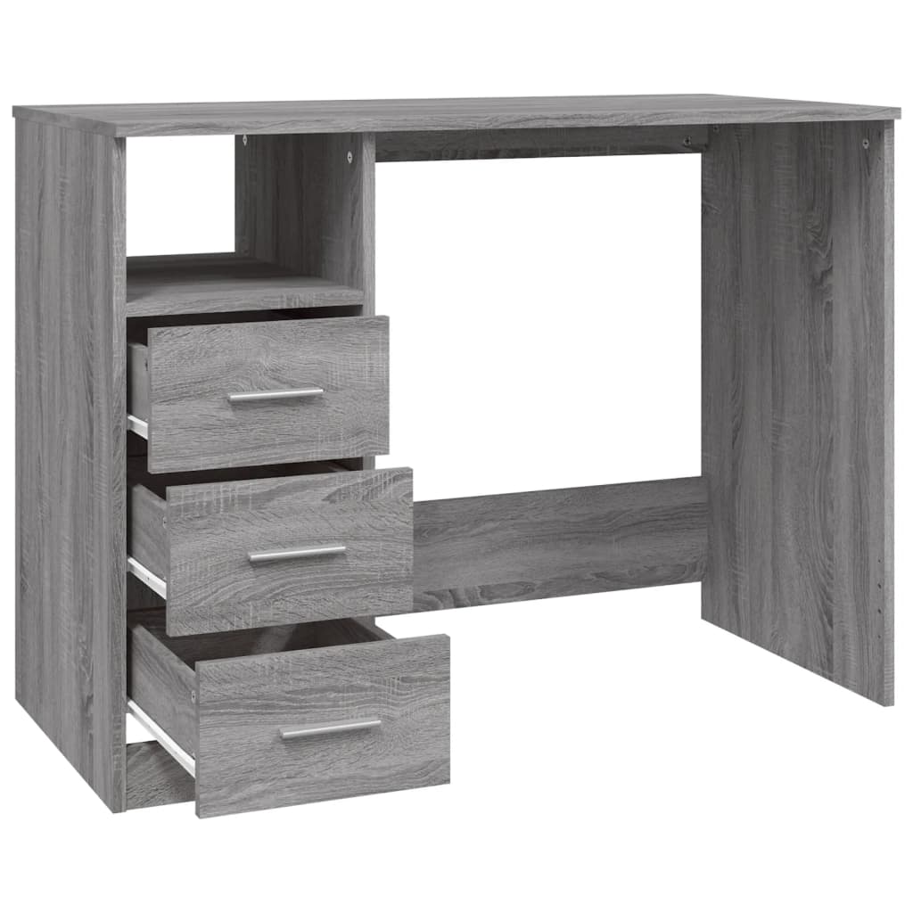 Scrivania Cassetti Grigio Sonoma 102x50x76 cm Legno Multistrato - homemem39