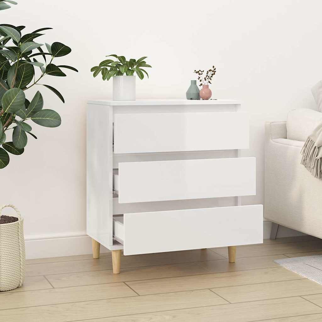 Credenza Bianco Lucido 60x35x70 cm in Legno Multistrato | homemem39