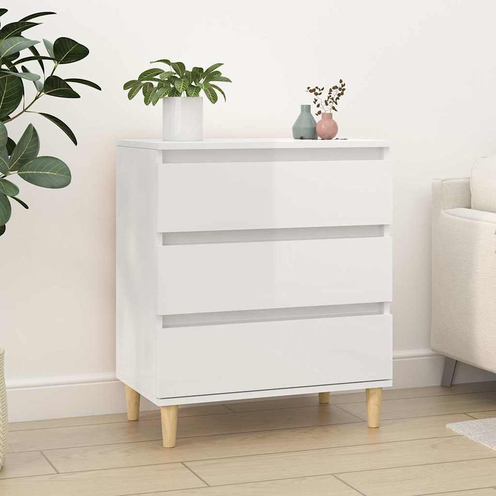 Credenza Bianco Lucido 60x35x70 cm in Legno Multistrato | homemem39