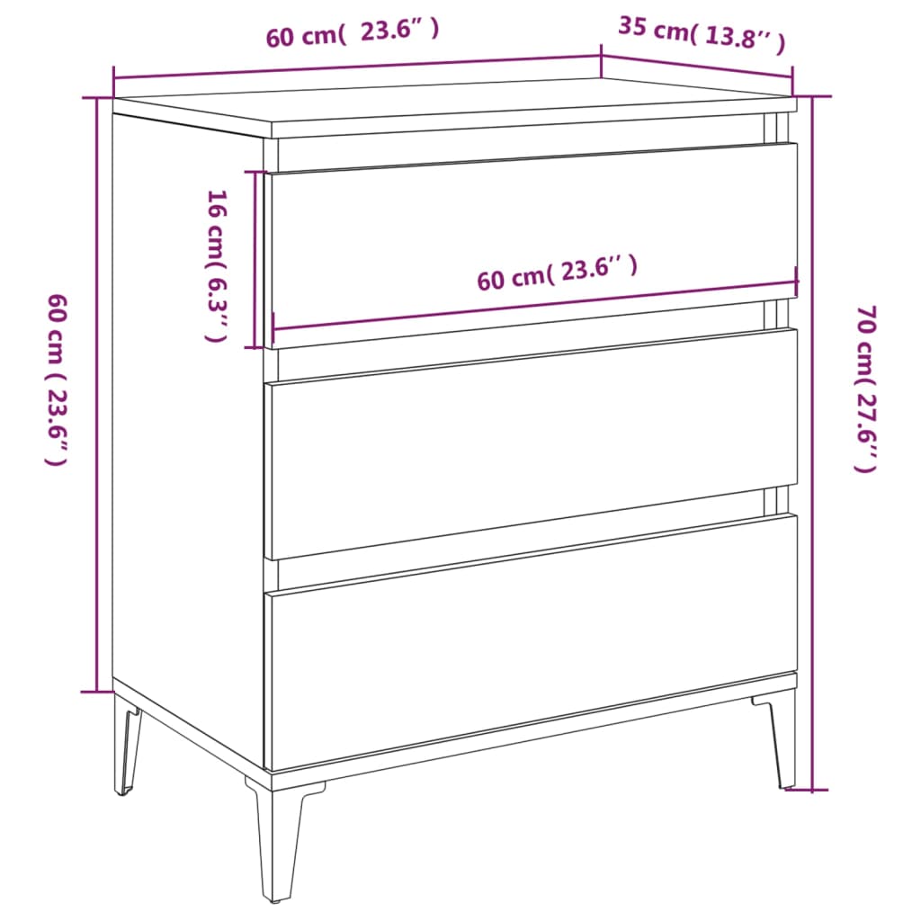 Credenza Nero 60x35x70 cm in Legno Multistrato | homemem39