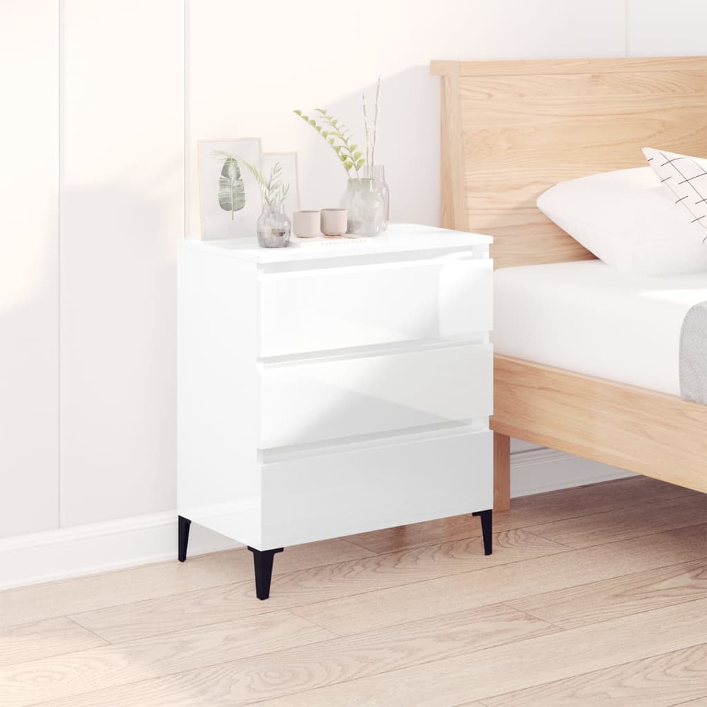 Credenza Bianco Lucido 60x35x70 cm in Legno Multistrato - homemem39