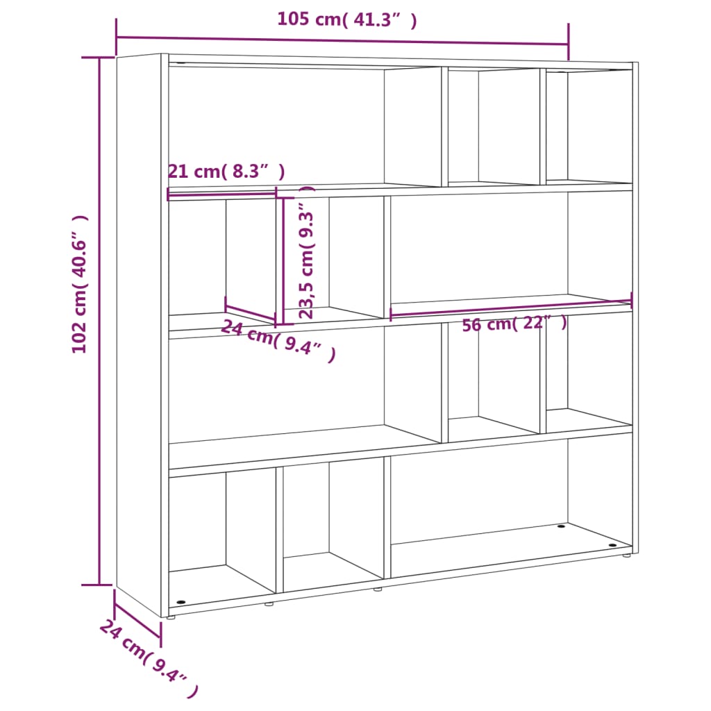 Libreria/Divisorio Bianco 105x24x102 cm