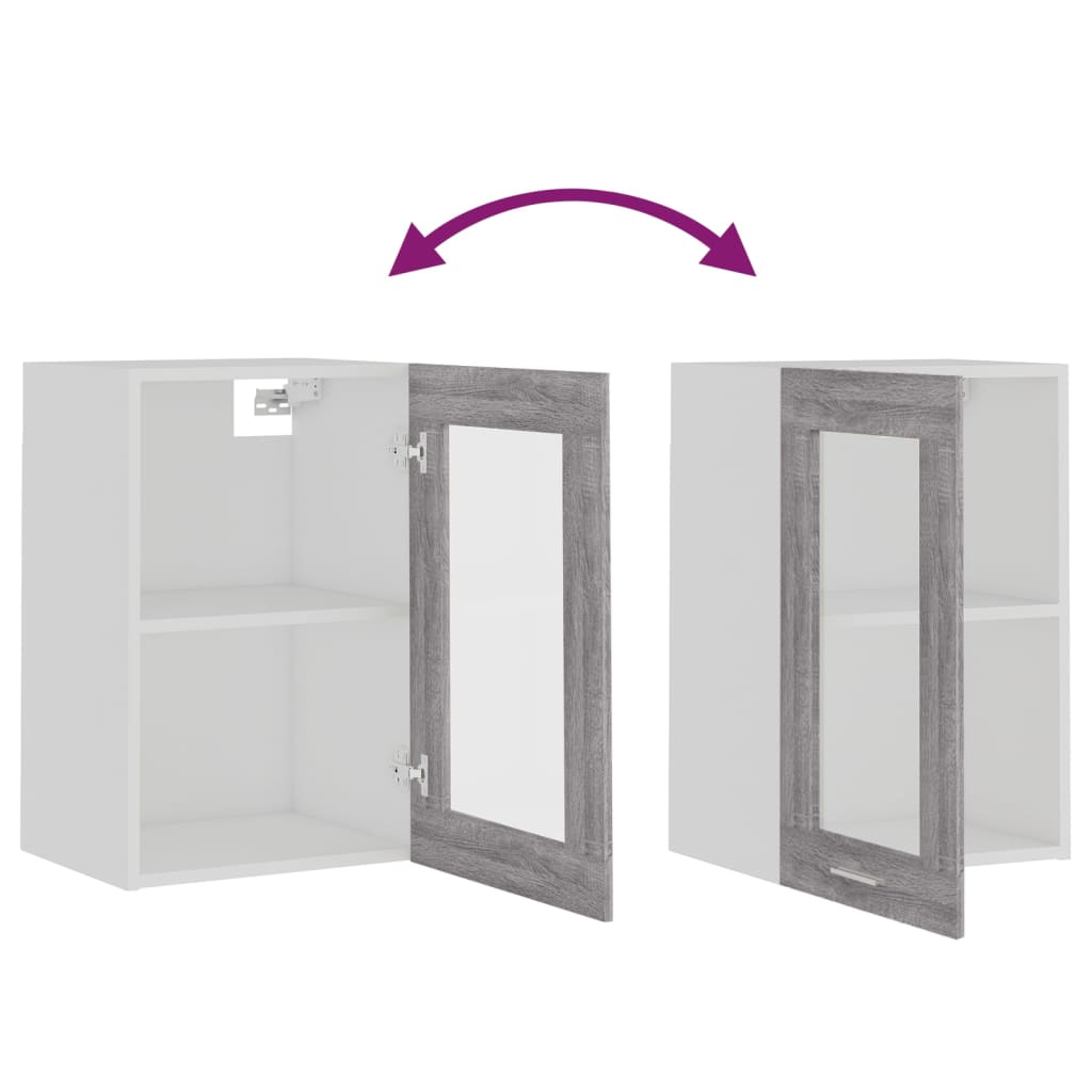 Mobile Pensile “Lyon” Vetro Grigio Sonoma 40x31x60cm - homemem39