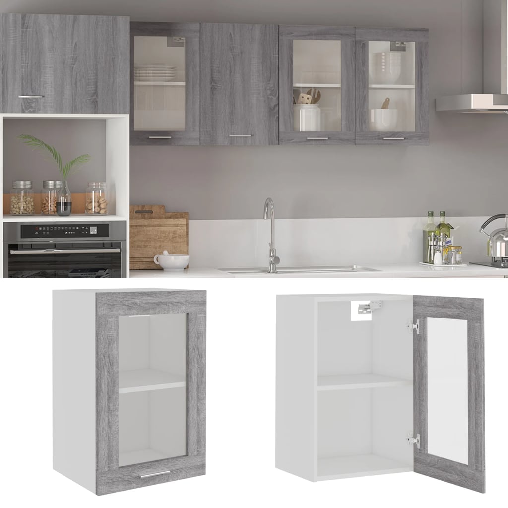 Mobile Pensile “Lyon” Vetro Grigio Sonoma 40x31x60cm | homemem39