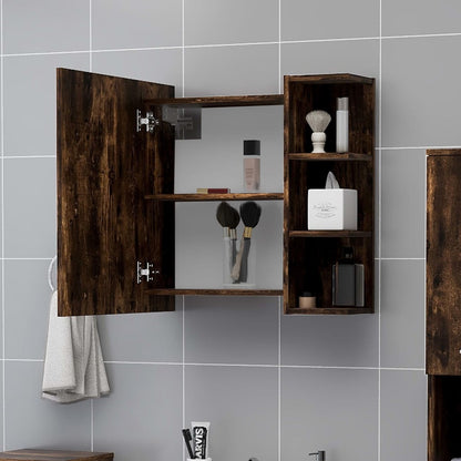 Mobile da Bagno con Specchio Rovere Fumo 62,5x20,5x64 cm Legno | homemem39