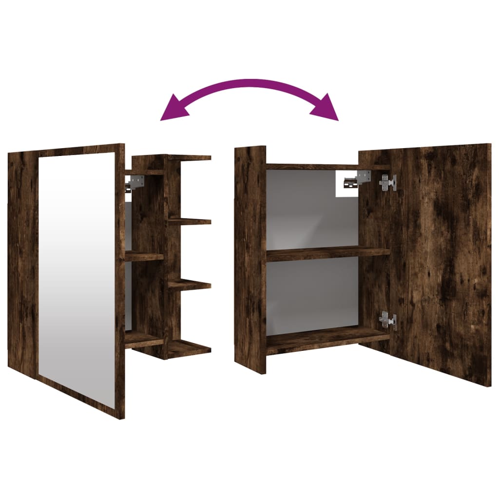 Mobile da Bagno con Specchio Rovere Fumo 62,5x20,5x64 cm Legno | homemem39