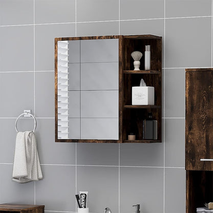 Mobile da Bagno con Specchio Rovere Fumo 62,5x20,5x64 cm Legno | homemem39