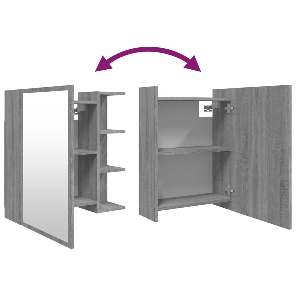 Mobile da Bagno a Specchio Grigio Sonoma 62,5x20,5x64 cm Legno | homemem39