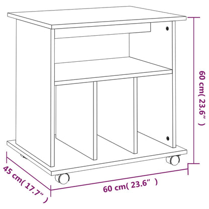 Armadietto con Ruote Rovere Fumo 60x45x60 cm Legno Multistrato | homemem39