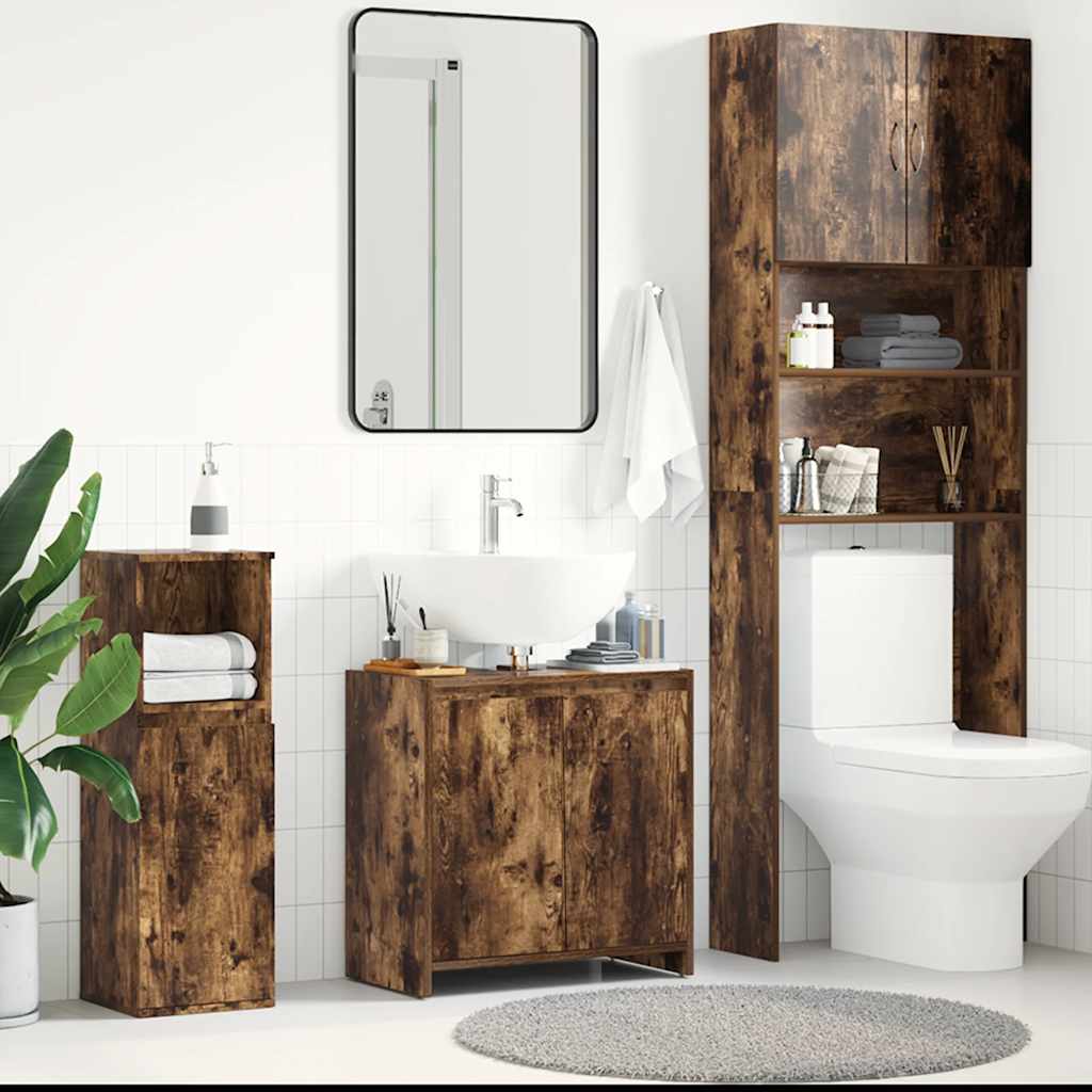 Armadietto Bagno Rovere Fumo 60x33x61 cm in Legno Multistrato | homemem39