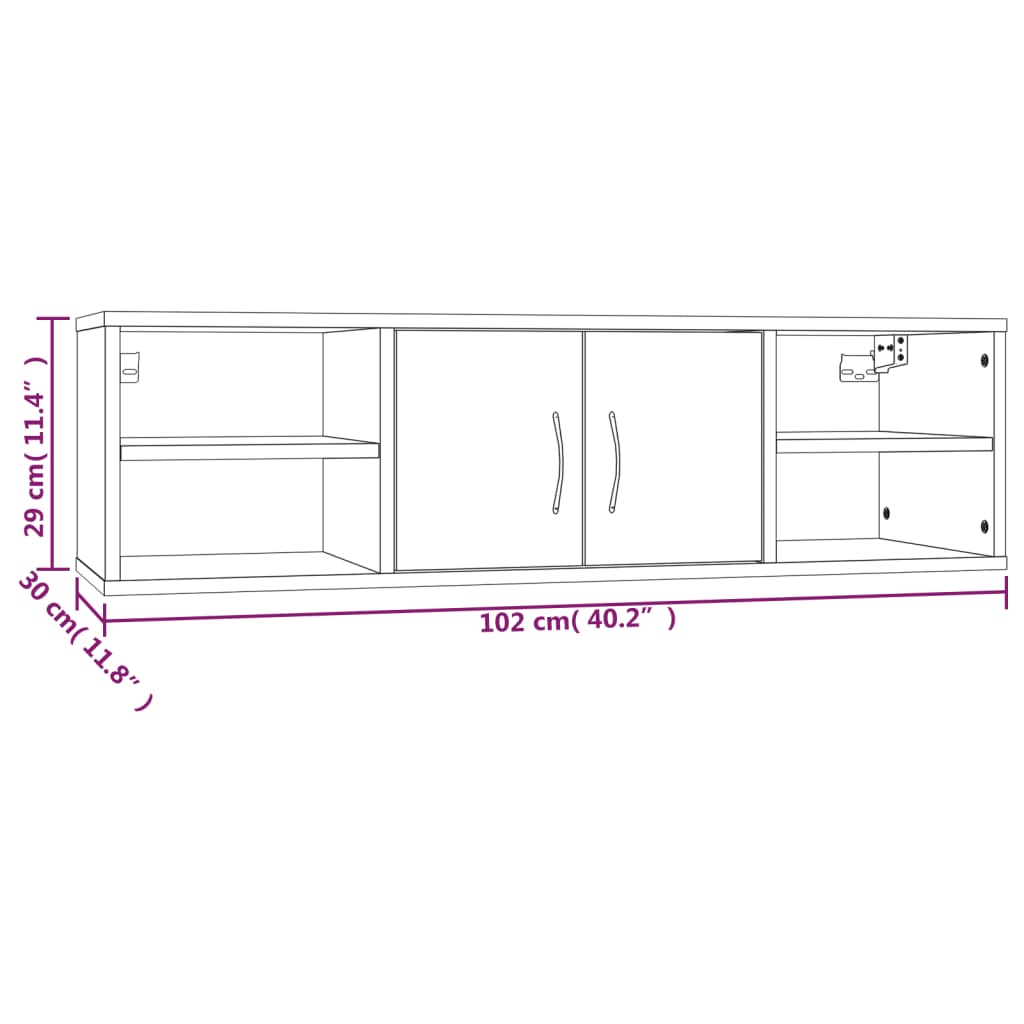 Mensola a Muro Grigio Sonoma 102x30x29 cm Legno Multistrato | homemem39
