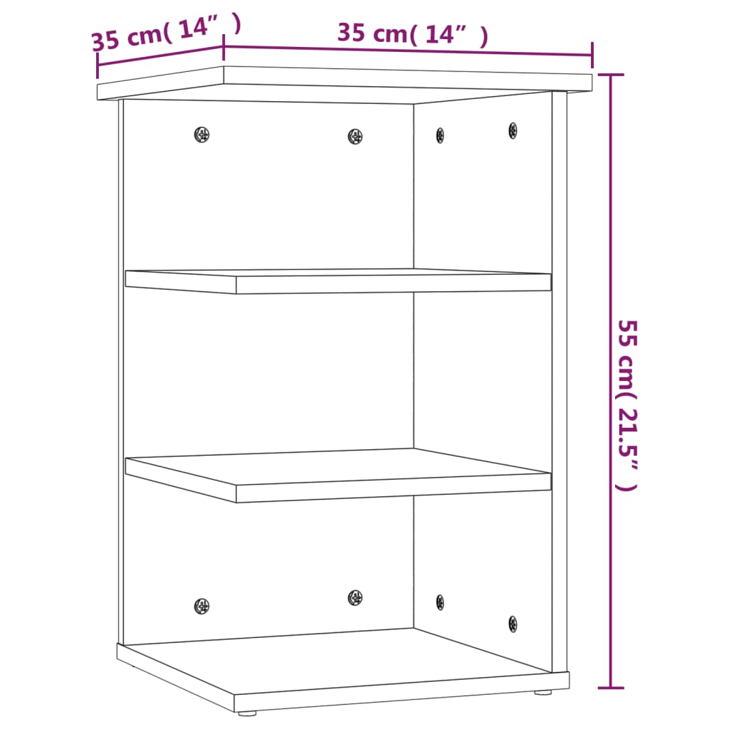 Mobiletto Laterale Rovere Fumo 35x35x55 cm in Legno Multistrato | homemem39