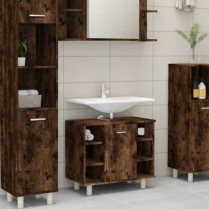 Armadietto Bagno Rovere Fumo 60x32x53,5 cm in Legno Multistrato | homemem39