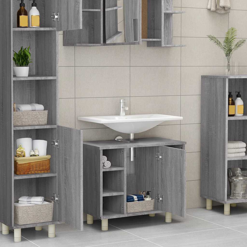 Armadietto Bagno Grigio Sonoma 60x32x53,5 cm Legno Multistrato | homemem39