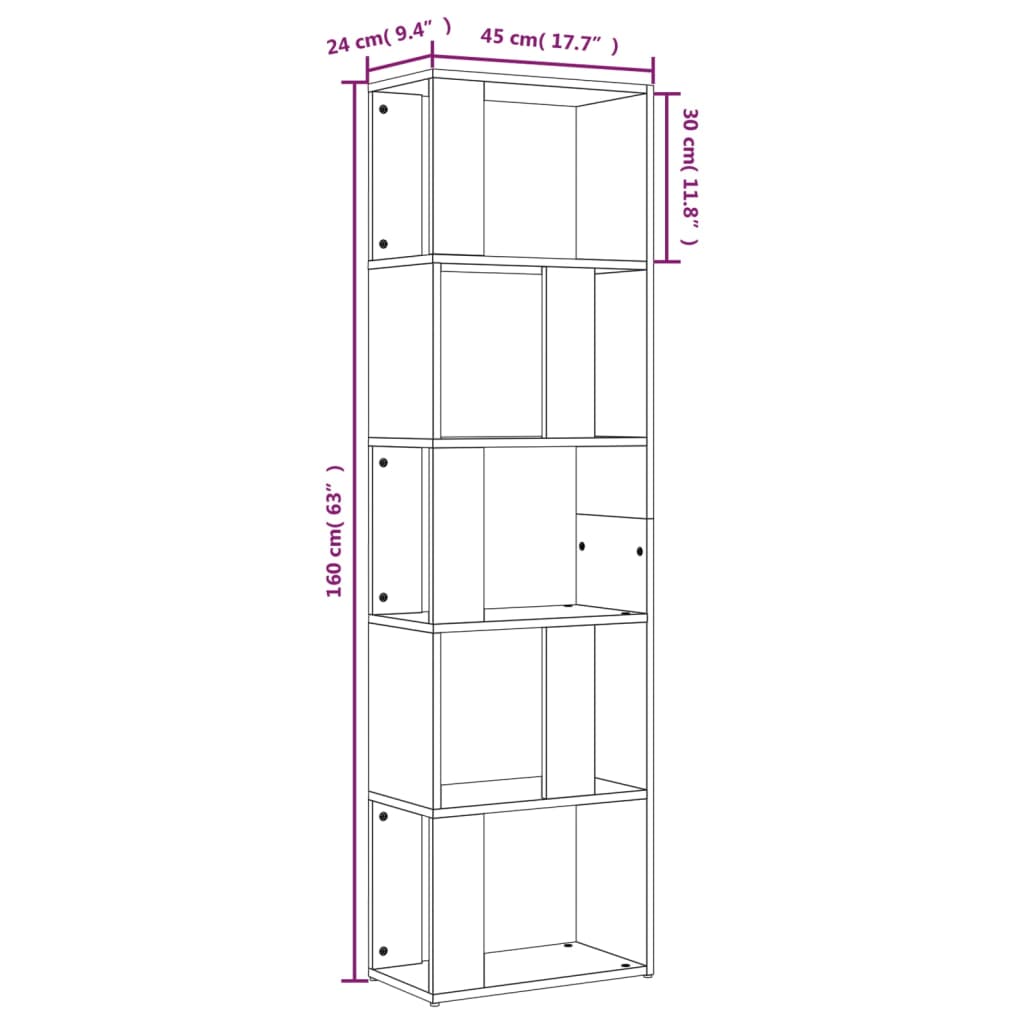 Libreria Grigio Sonoma 45x24x160 cm in Legno Multistrato | homemem39