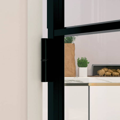 Porta Interna Nera 76x201,5cm Vetro Temperato Alluminio Sottile | homemem39