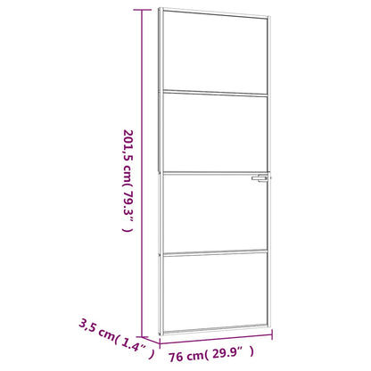 Porta Interna Nera 76x201,5cm Vetro Temperato Alluminio Sottile | homemem39