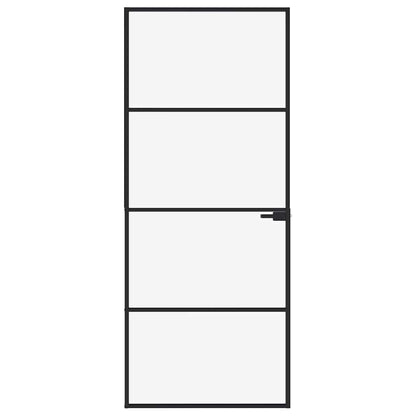 Porta Interna Nera 83x201,5cm Vetro Temperato Alluminio Sottile | homemem39
