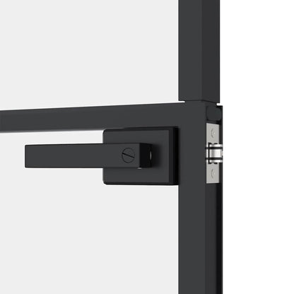 Porta Interna Nera 83x201,5cm Vetro Temperato Alluminio Sottile - homemem39