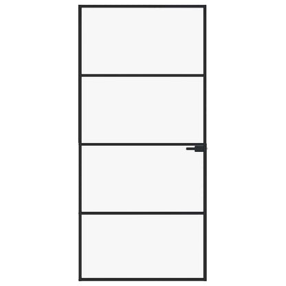 Porta Interna Nera 93x201,5cm Vetro Temperato Alluminio Sottile | homemem39